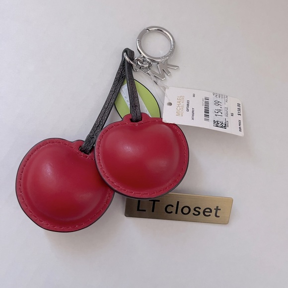 New Michael Kors Giftables Cherry Key Fob Bag Charm Key Ring Holder Bright Red - Picture 5 of 6